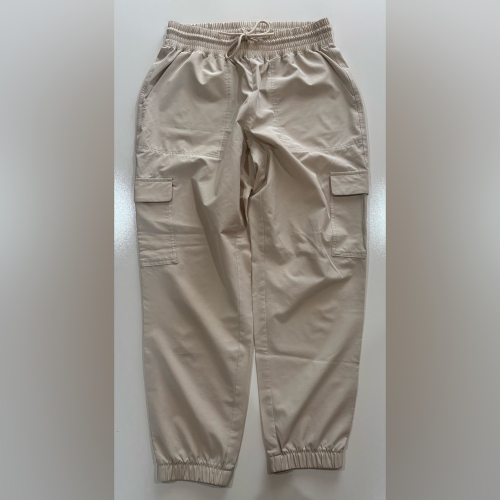 Women's Beige Cargo Joggers - Lightweight Track Pants